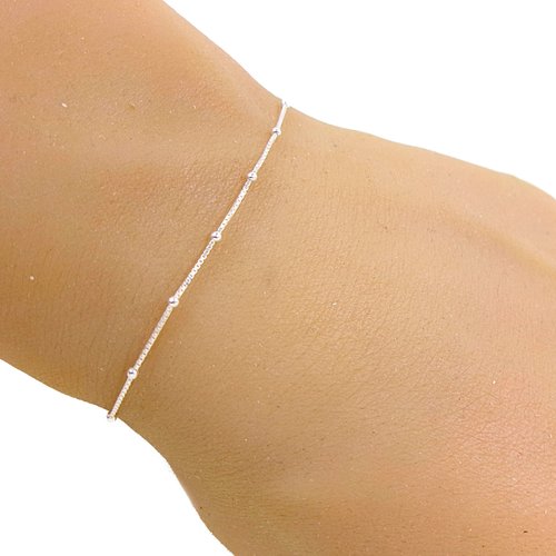 Bracelet chaine boule - bracelet minimaliste - argent - chaine satellite - vénitienne - cadeau femme fille