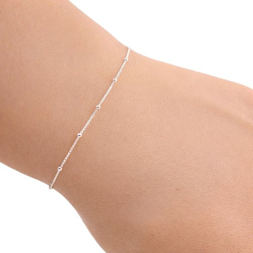 Bracelet en argent 925 – chaîne perlée et maille vénitienne – bijou minimaliste femme