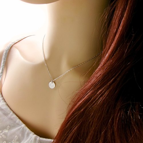 Collier avec pendentif médaille martelée en argent massif 925, collier à superposer, cadeau d'anniversaire