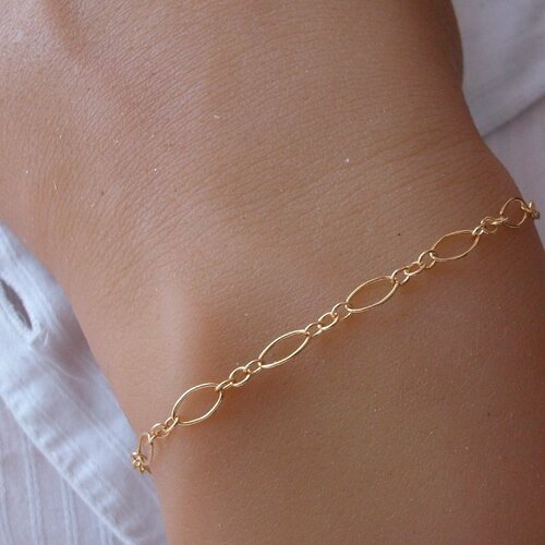 Bracelet or chaine fantaisie - maille alternée - bracelet fin femme - idée cadeau pour elle