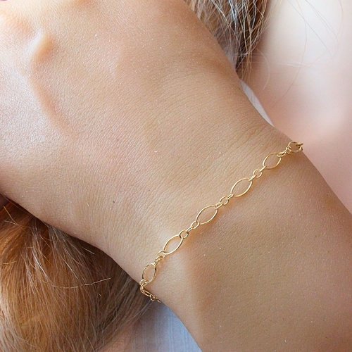 Bracelet or maille alternée femme, gold filled, cadeau bijoux