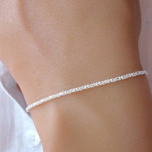 Bracelet chaine diamantée - argent - bracelet minimaliste femme