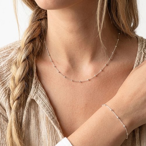 Parure de bijoux en argent 925 collier et bracelet en chaîne satellite