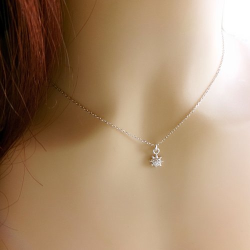 Collier avec pendentif fleur edelweiss en argent, collier minimaliste, cadeau anniversaire femme