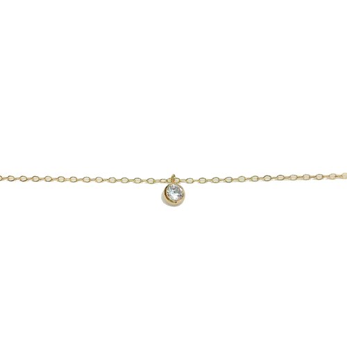 Collier solitaire zirconium en or gold filled