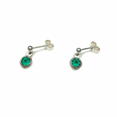 Boucles d'oreilles puces - cristal vert - argent - boucles d'oreilles rondes en cristal