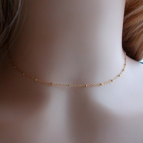 Collier chaine boule - or - ras de cou - chaine satellite - collier tendance - maille perlée - idée cadeau femme
