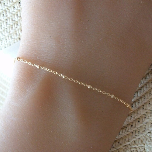 Bracelet chaine boule - or - maille perlée - satellite - bracelet fin femme - cadeau pour elle
