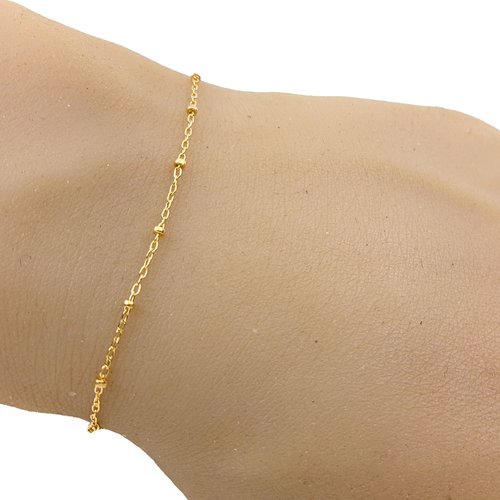Bracelet minimaliste en or avec chaîne perlée, chaîne satellite, cadeau anniversaire femme