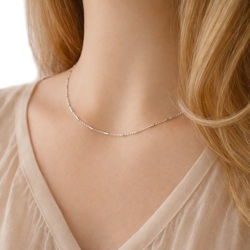 Collier en argent 925, ras de cou, minimaliste - chaîne torsadée tubulaire