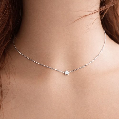 Collier étoile en argent 925 - ras de cou chaîne vénitienne
