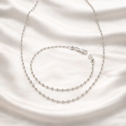 Parure collier et bracelet en argent 925 chaîne perlée – bijoux romantiques et délicats
