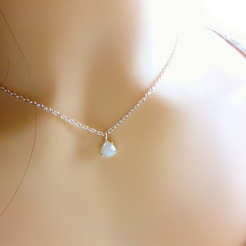 Collier avec pendentif pierre de lune en argent, pierre naturelle blanche, cadeau pour elle