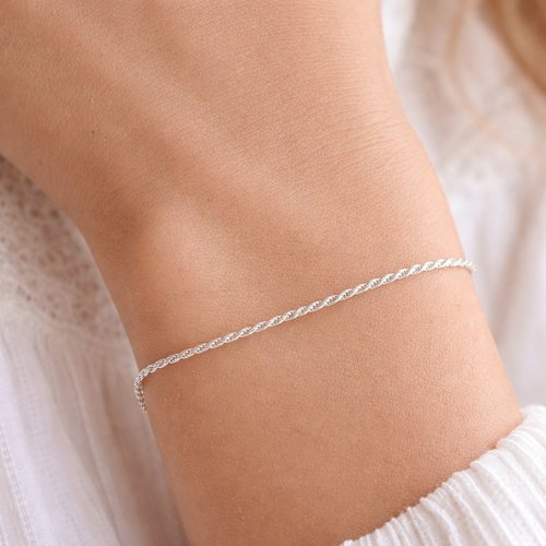 Bracelet maille corde en argent massif 925