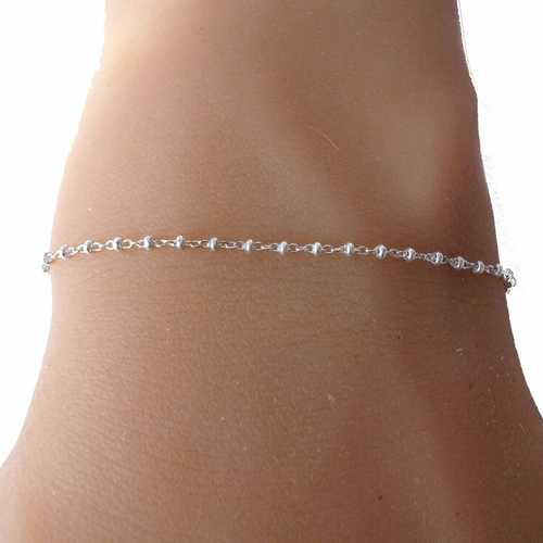 Bracelet boule - argent - femme - chaine perlée - bracelet fin - idée cadeau femme