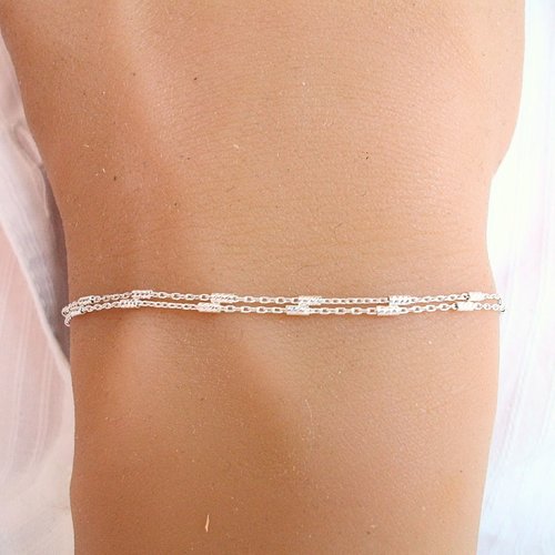 Bracelet ou collier en argent 925 - chaîne torsadée tubulaire - bracelet double tour ou collier ras de cou