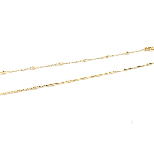 Lot de 2 bracelets fins en or 18 carats chaînes perlées