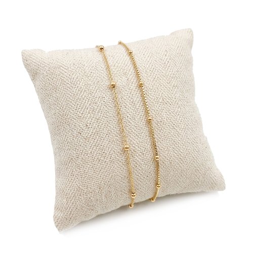 Duo de bracelets fin en or 18 carats sur argent 925 - chaînes perlées