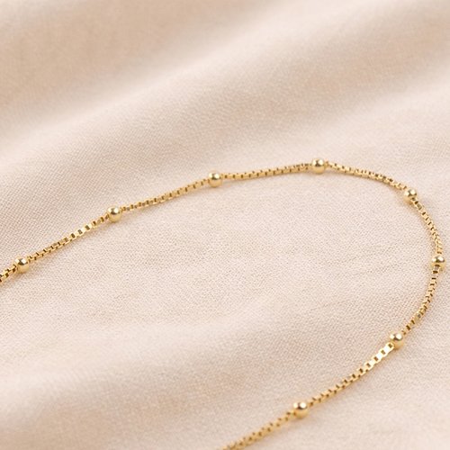 Bracelet minimaliste en or 18 carats, chaîne perlée vénitienne, idée cadeau femme