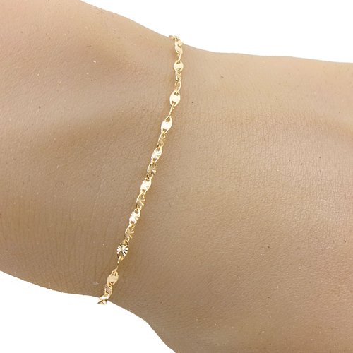 Bracelet femme or 18 carats, chaîne originale soleil, cadeau pour elle