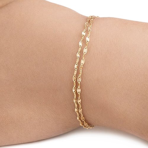 Bracelet double chaîne soleil en or 18 carats