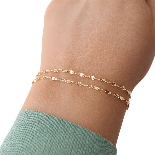 Bracelet double chaîne soleil en or 18 carats