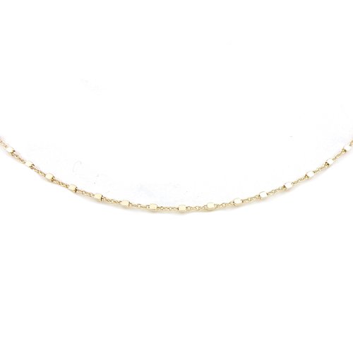 Collier fin en or 18 carats – chaîne délicate perlée avec petites perles carrées – bijou minimaliste féminin et raffiné