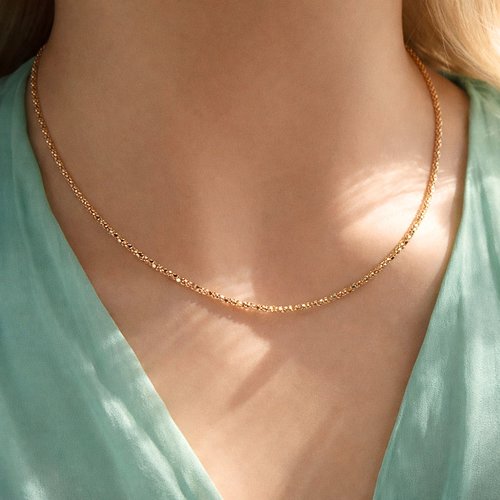 Collier ras de cou or 18k, chaine diamantée, collier brillant, idée cadeau pour femme