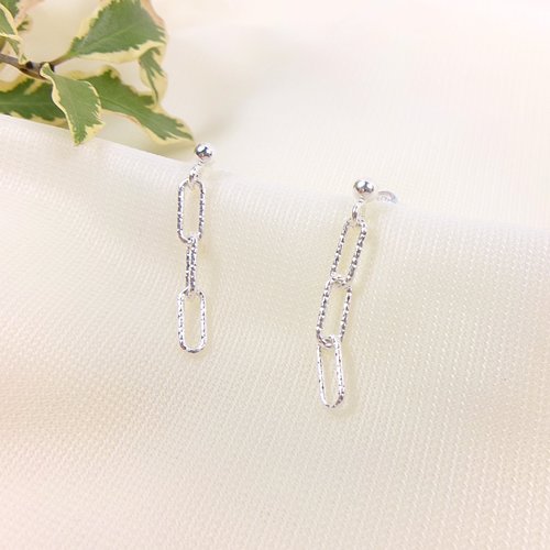 Boucles d’oreilles pendantes en argent 925 – design rectangle chaîne brillante moderne