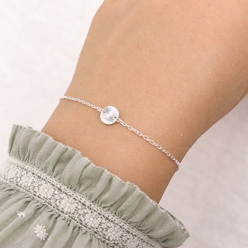 Bracelet argent 925 médaille rayon de soleil brillante