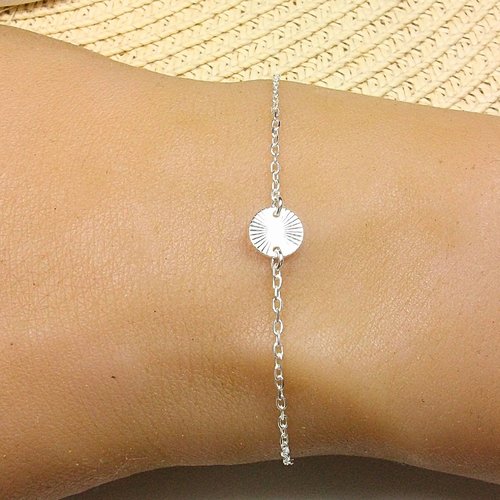 Bracelet en argent 925 avec médaille soleil – chaîne fine