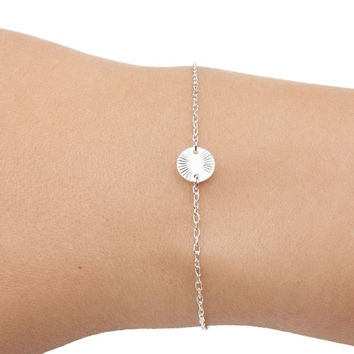 Bracelet argent 925 médaille rayon de soleil brillante