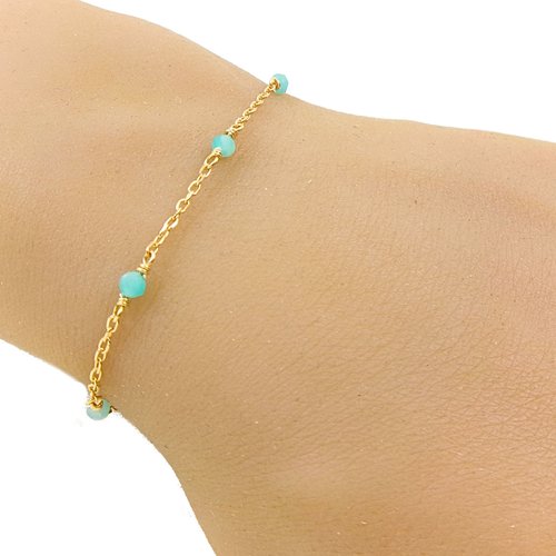 Bracelet or 18 carats avec des pierres naturelles d'amazonite, cadeau pour femme