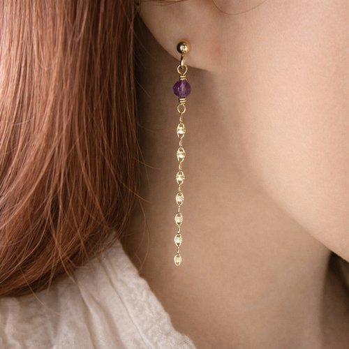 Boucles d’oreilles or 18k et améthyste – éclat solaire et douceur aérienne