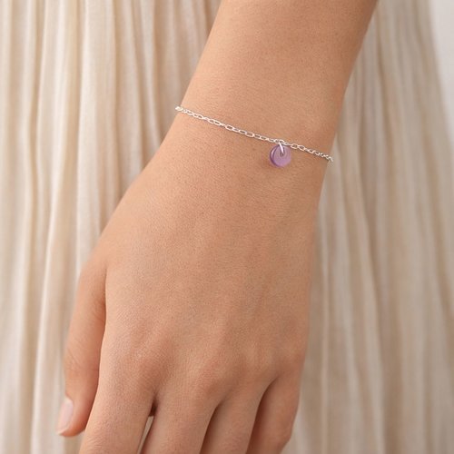 Bracelet charm violet améthyste en argent 925