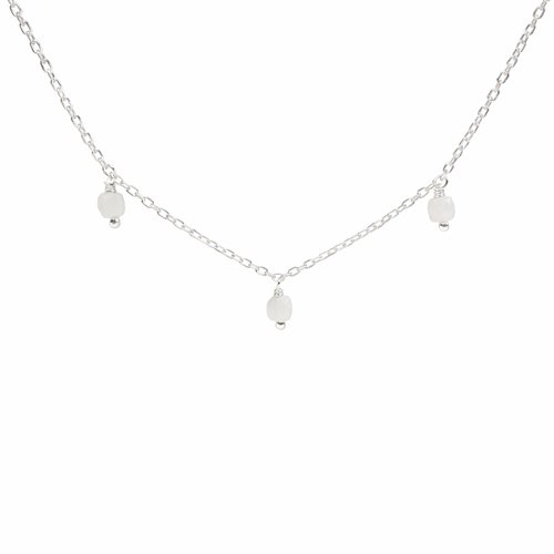 Collier pierre de lune argent 925, bijou minimaliste fait main, 3 perles naturelles, cadeau femme