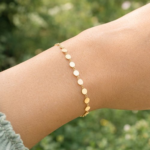 Bracelet doré médailles en or 18 carats – bijou fin lumineux et élégant