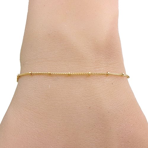 Bracelet chaîne perlée en or, chaine satellite, bijoux minimalistes, cadeau femme, ajustable 19-22 cm