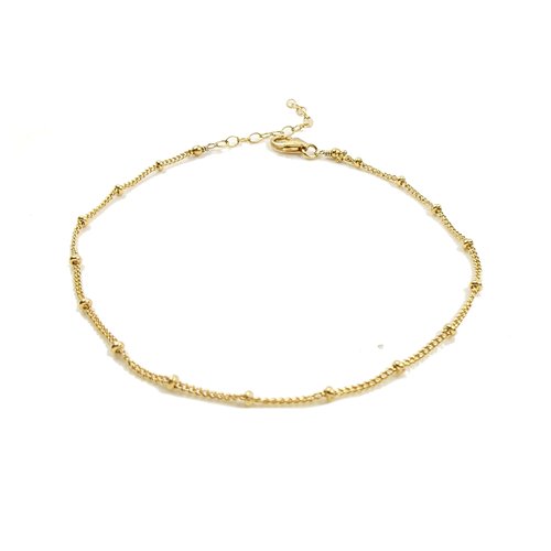 Bracelet chaîne perlée en or, chaine satellite, bijoux minimalistes, cadeau femme, ajustable 19-22 cm