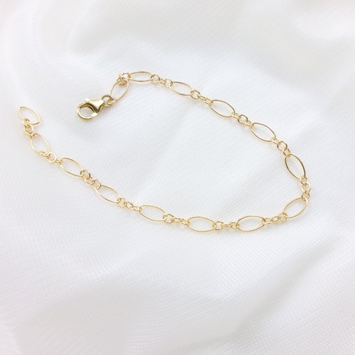 Bracelet or chaîne originale, maille alternée, cadeau bijoux, 15,5 cm