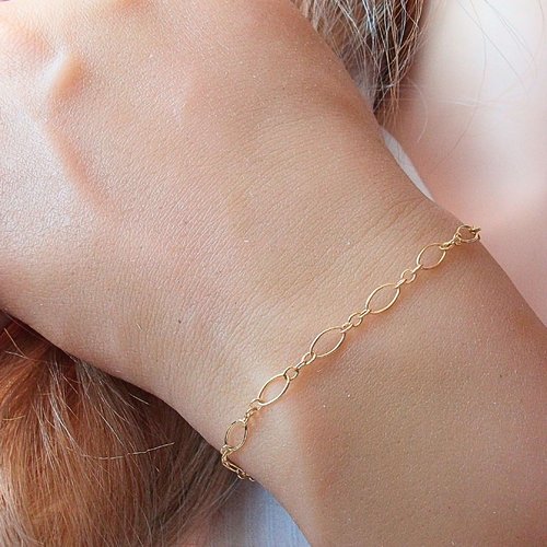 Bracelet petit poignet en or gold filled, maille alternée, 14,5 cm