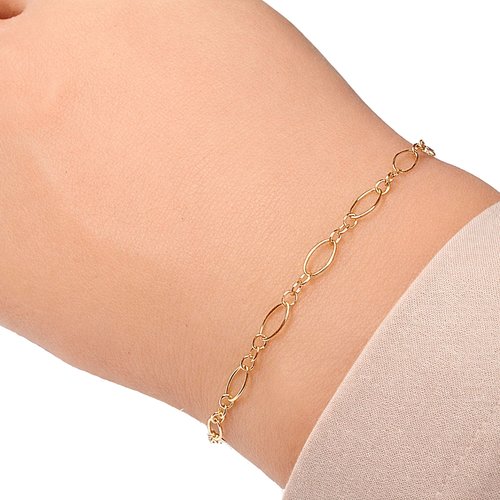 Bracelet petit poignet en or gold filled, maille alternée, 14,5 cm