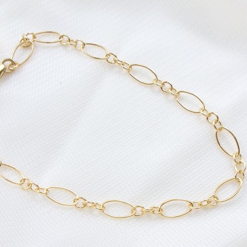 Bracelet petit poignet en or gold filled, maille alternée, 14,5 cm