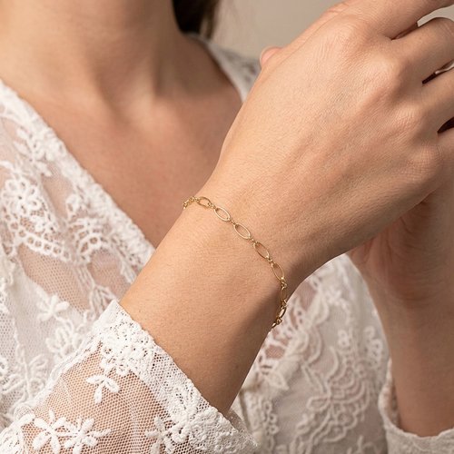 Bracelet petit poignet en or gold filled, maille alternée, 14,5 cm