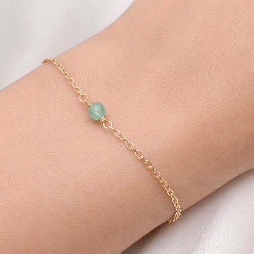 Bracelet fin aventurine en or 18 carats sur argent 925 - bijou pierre naturelle pour femme
