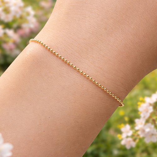 Bracelet gold filled chaîne billes lumière dorée