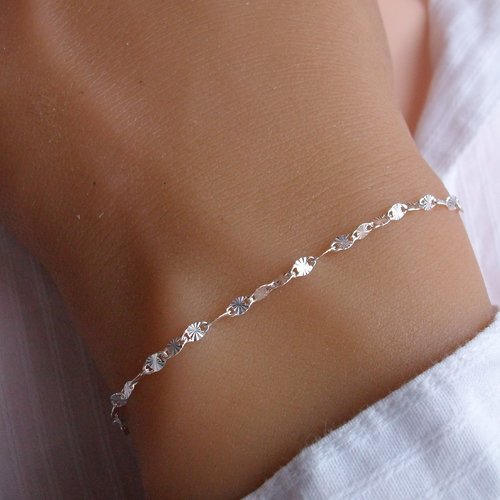 Bracelet femme - argent - bracelet chaine fantaisie - bijou minimaliste