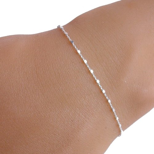 Bracelet fin - argent - chaine petites perles carrées