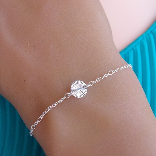 Bracelet boule - Argent - Bracelet femme - Chaine perlée - Bijou  minimaliste - Bracelet fin tendance