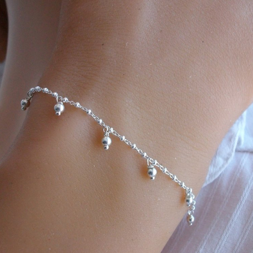 Bracelet petites perles - pampilles - argent - bracelet chaine perlée - chaine boule - cadeau pour elle